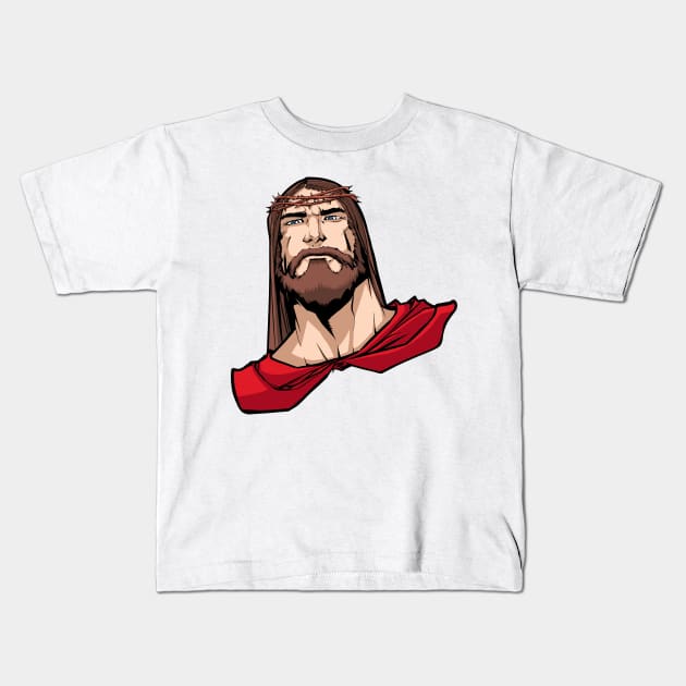 Jesus Superhero Portrait Kids T-Shirt by Malchev